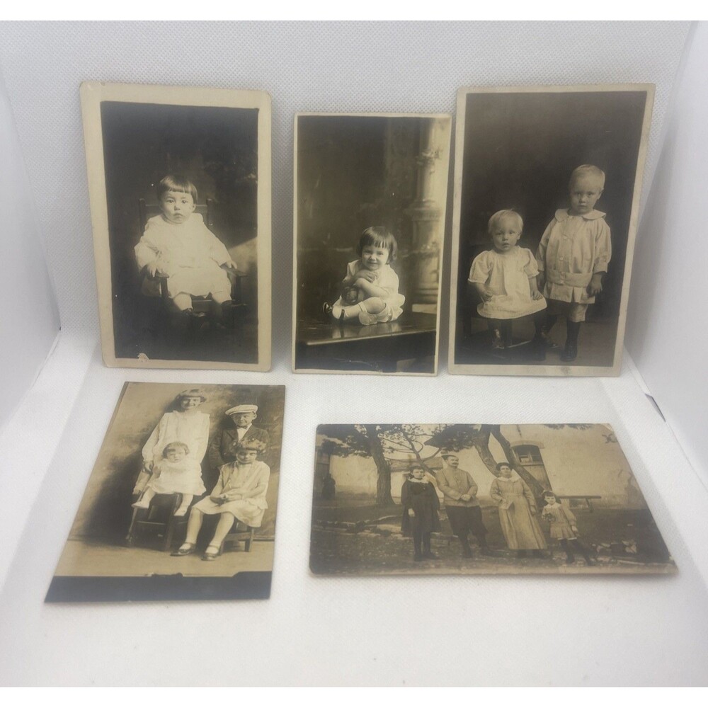 Vintage B/W Postcards: Lot Of 5, Children & Family